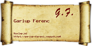 Gariup Ferenc névjegykártya
